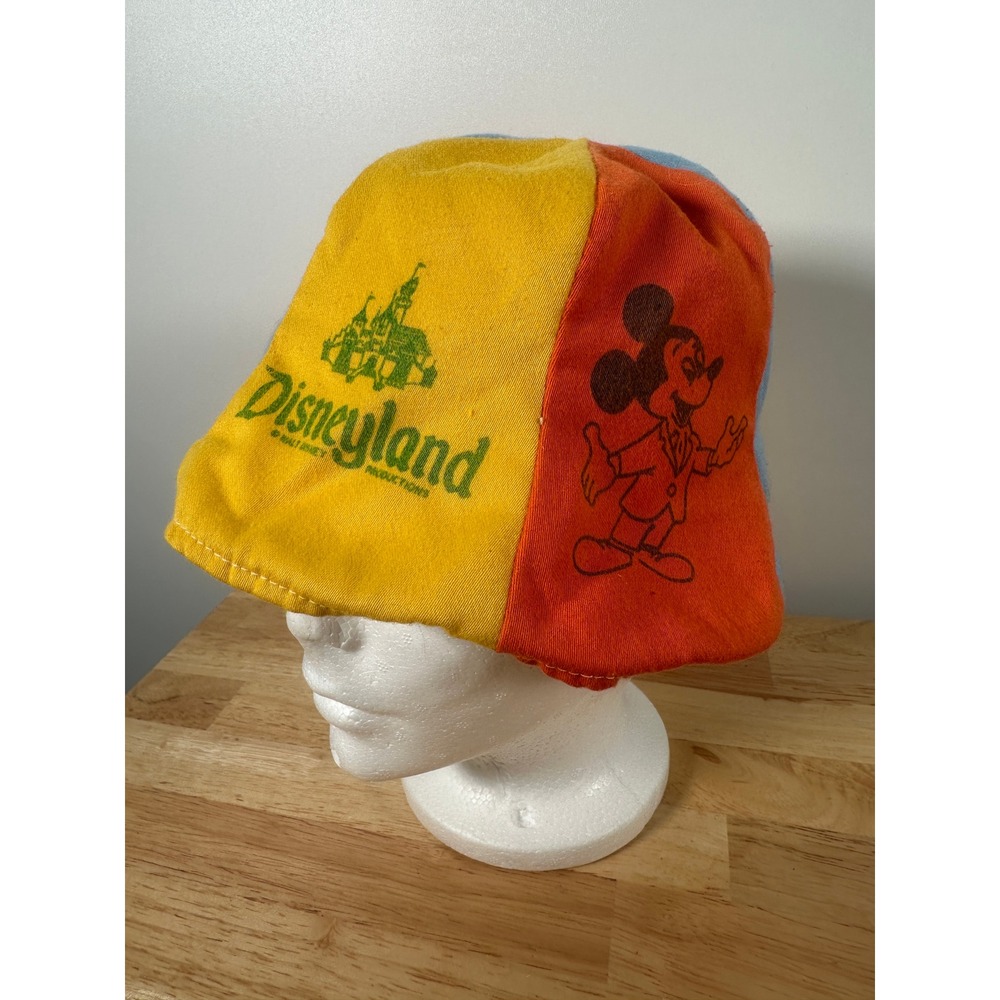Vintage Disneyland Walt Disney Productions Colorblock Bucket Hat Mickey Mouse